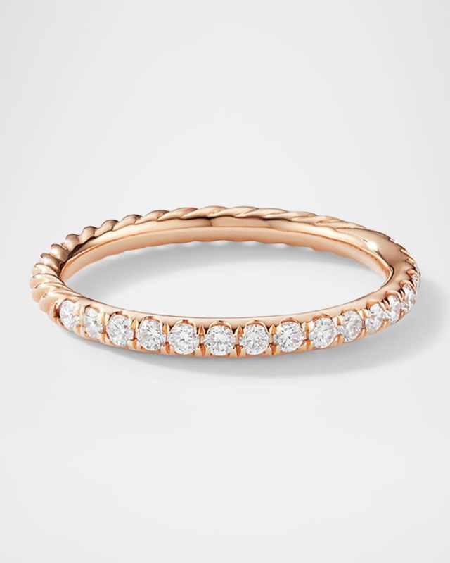 Cable Collectibles Stack Ring with Diamonds in 18K Rose Gold, 2mm